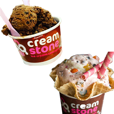 "Fresh Strawberry Scoop + Belgium Dark Chocolate Scoop (Cream Stone) - Click here to View more details about this Product
